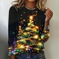 thumbnail image 2 of SELONE Xmas Tops for Women Christmas Printed Crewneck Pullover Long Sleeved Casual Tops Red XL, 2 of 4