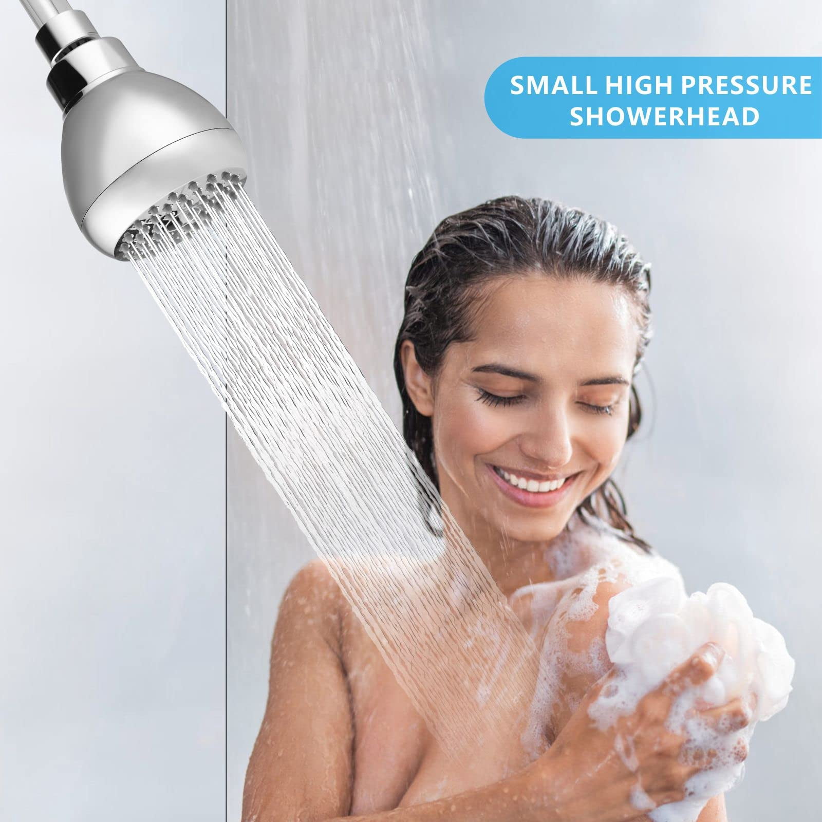 High Pressure Shower Head - Powerful Bathroom Pressure Boosting Showerhead - Perfect Universal Replacement for Rain Shower Heads