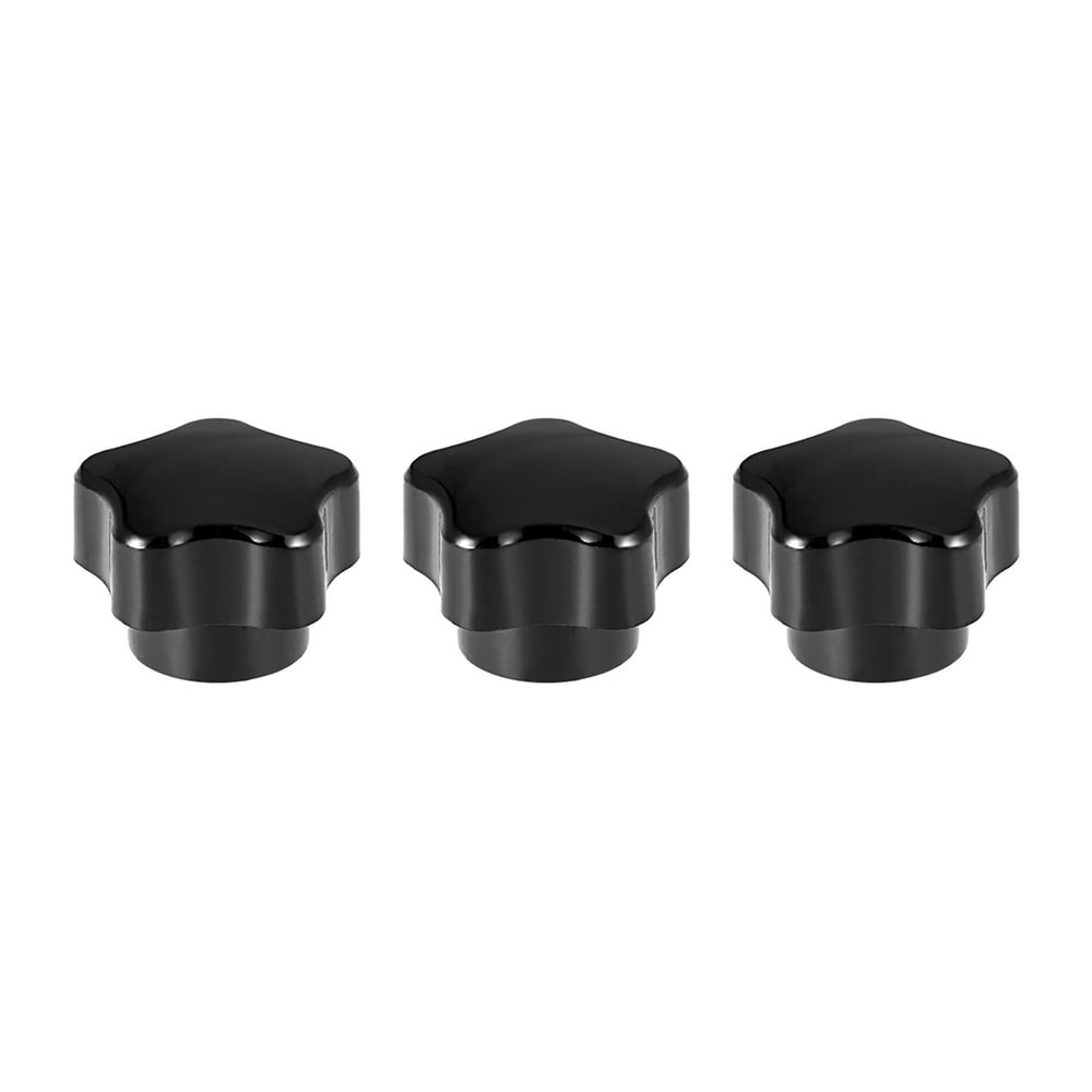 Uxcell M8 Female Thread 30.5mm Head Brass Insert Star Knobs Black 3 Pack