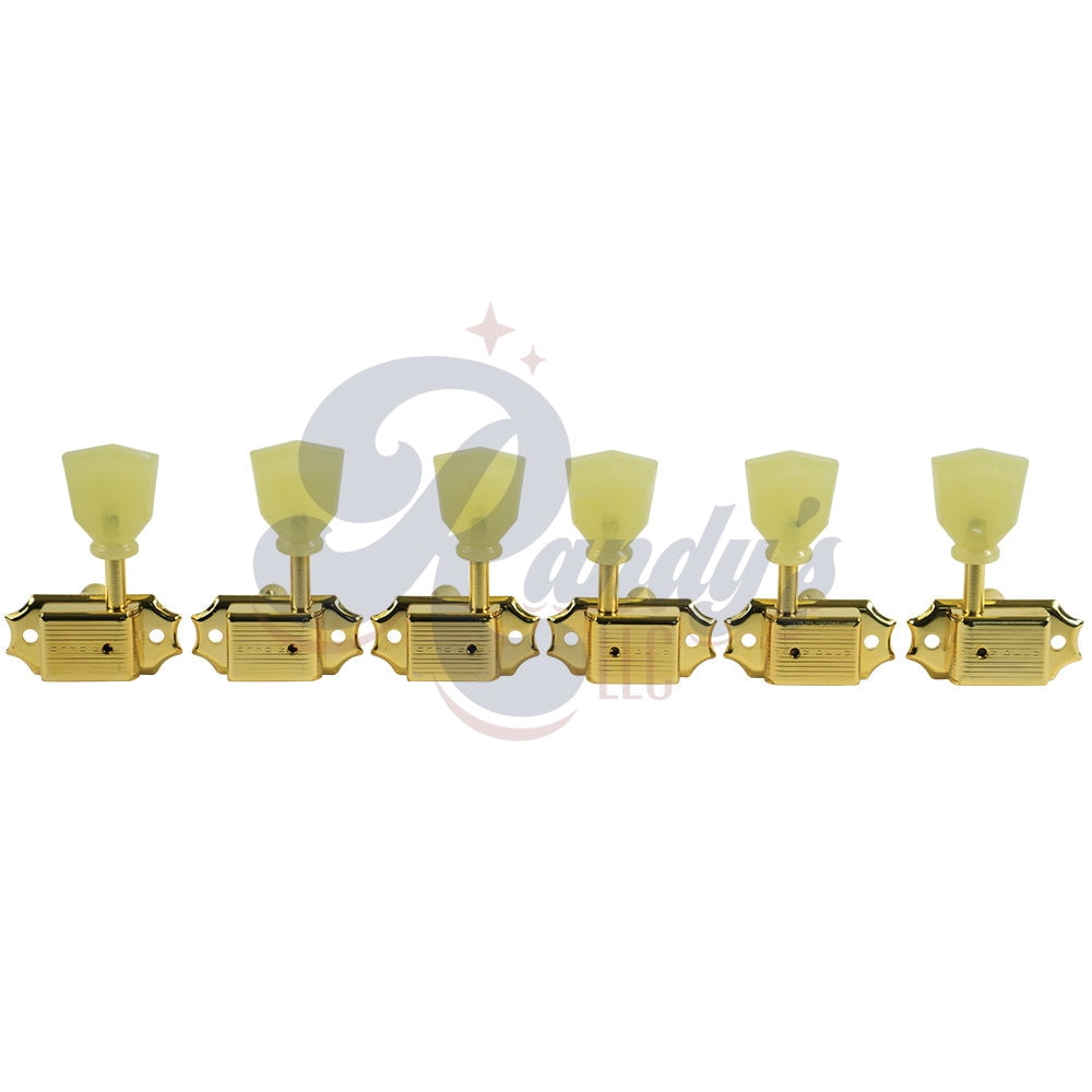 Kluson Kluson Tuners (Deluxe Series) w/ Keystone "Tulip" Buttons (L3+R3) Single-Line - Fits Gibson® (Nickel)