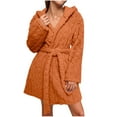 thumbnail image 3 of Horkkom House Robes for Women Fleece Fuzzy Short Bathrobe Soft Comfy Shower Robe with Hood Strap L, 3 of 7