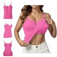 thumbnail image 4 of Women's Fit Camisole with Built in Bra Fashion Women's Casual Sleeveless Solid Ladies Round Neck Blouse Hot Pink M, 4 of 7