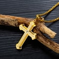 thumbnail image 2 of Collar OLEVS con colgante en forma de cruz dorada de acero inoxidable para hombre, 2 of 7