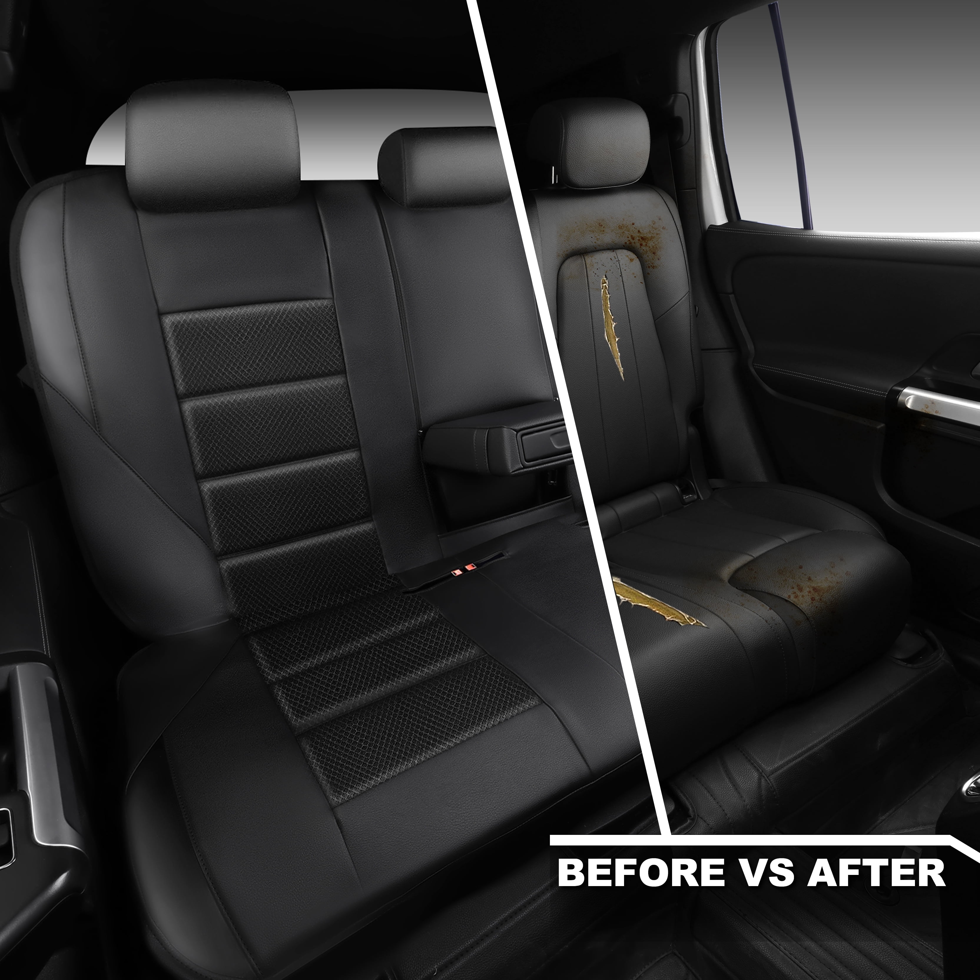CAR GRAND Memory Foam Car Seat Rear Bench cover, breathable air mesh thick protectors for car SUV universal Fit Black