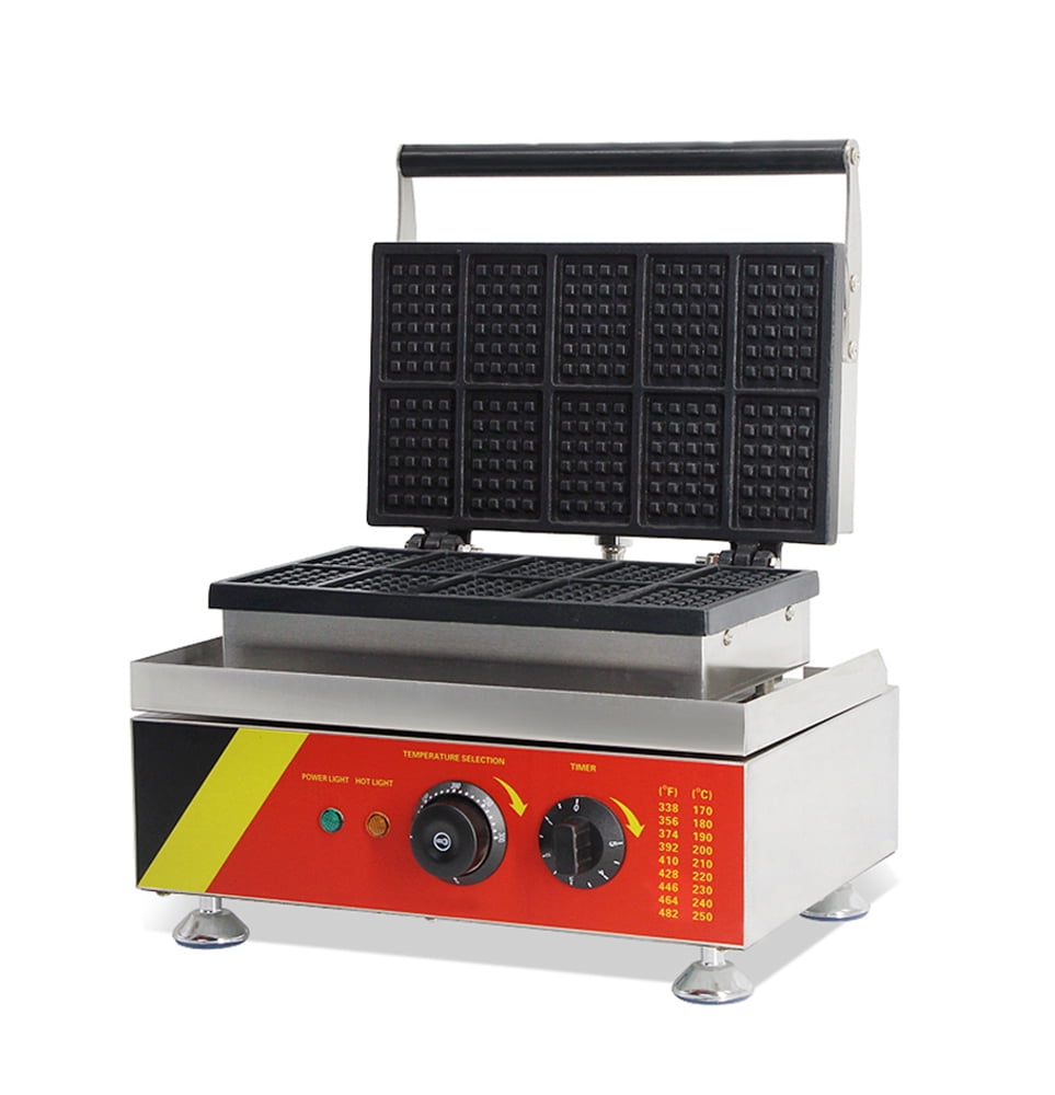 Techtongda 10 Grit Commercial Waffle Maker Making Machine Nonstick Electric Mini Square Waffle Baker Machine