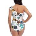thumbnail image 6 of Yiaed Back To School A Print Women One Piece Swimsuits Tummy Control One Shoulder Bathing Suits Pattern Ruffle Swimwear-Large, 6 of 8