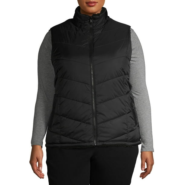 Time and Tru Time and Tru Women's Plus Size Reversible Puffer Sherpa