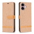 thumbnail image 2 of Feishell Case for iPhone 16 Plus Cloth Texture Premium PU Leather Simple Wallet Case [Credit Card Slots] [Kickstand] [Magnetic Closure] [Wrist Strap] Shockproof Flip Cover,Brown, 2 of 8