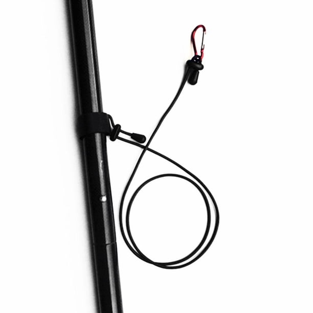 Cordón En Espiral Con Mosquetón Para Pesca Y Kayak - Longitud Extensible 2 M, Acero Inoxidable Y TPU, Color Negro