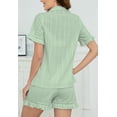 thumbnail image 4 of LYCY Women Short Pajama Set, Cotton Sleepwear Soft Cute Button up Pjs Set,(Light Green,L), 4 of 4