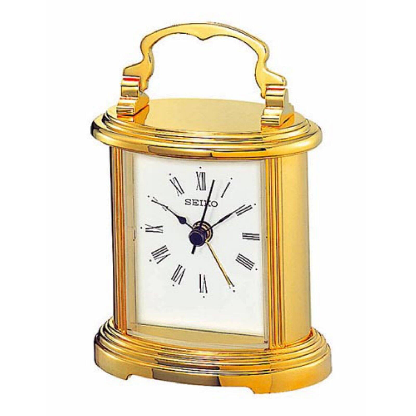 Peyton Carriage Alarm Clock Goldtone Metal Case 4.25" x 3" Walmart