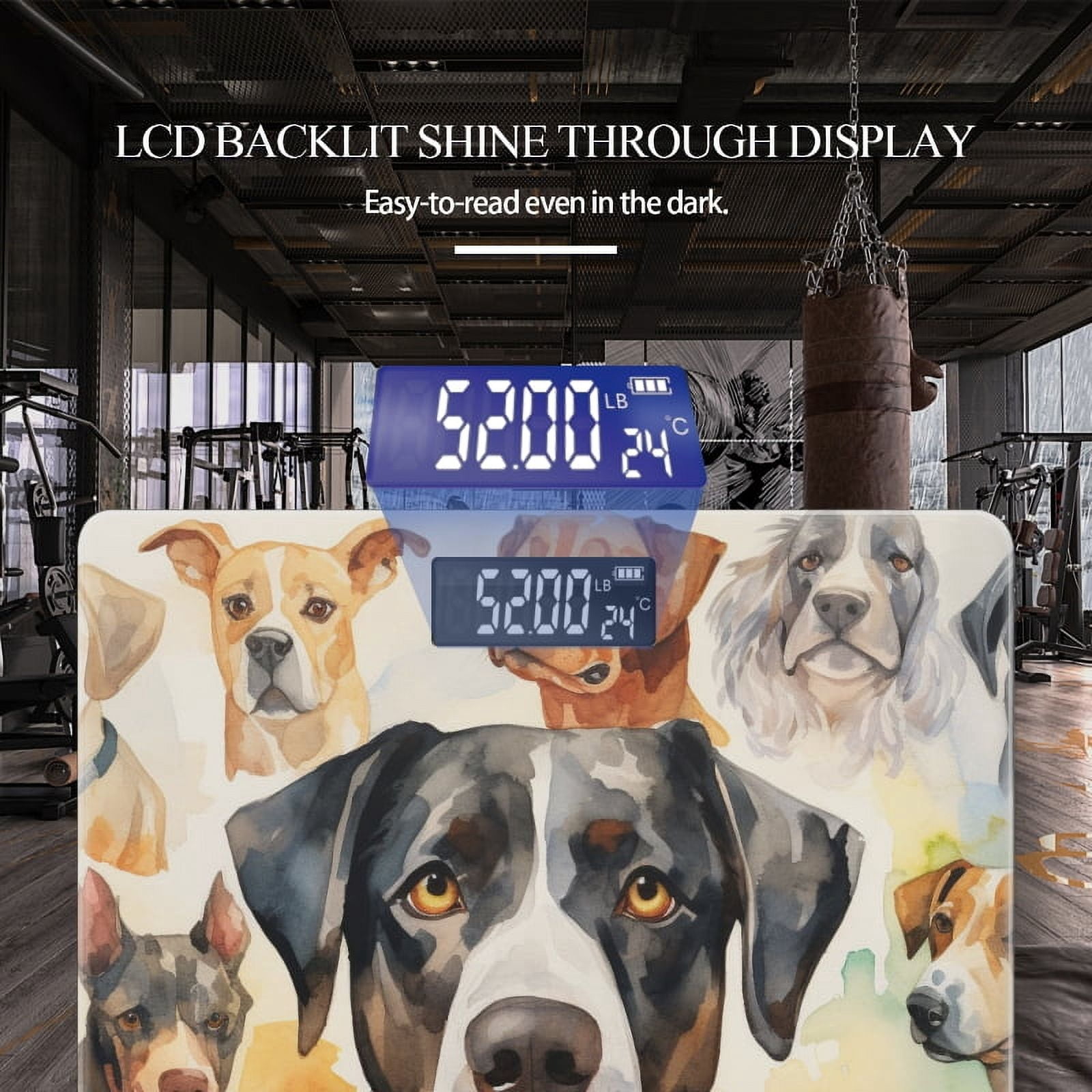 Bathroom Scale, Highly Accurate Digital Body Scale,Precisely Measures Weight up to 400 lbs-Bunch Of Dogs Of Different Colors