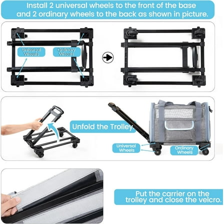 FERRAFAY Pet Carrier for Small Pet, Cat Dog Carrier for Car Soft Sided Dog Rolling Crate Cat Travel Bag up to 20 Lbs