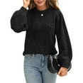 thumbnail image 4 of Suéter de Punto de Cuello Redondo para Mujer, Larga, con Lazo en la Espalda Negro S, 4 of 10