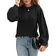 thumbnail image 4 of Suéter de Punto de Cuello Redondo para Mujer, Larga, con Lazo en la Espalda Negro XL, 4 of 10