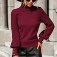 thumbnail image 6 of BXINGOHAI Women's 2024 Fall Turtleneck Sweaters Trendy Loose Long Sleeve Knit Pullover Solid Trendy Jumper Tops Outdoor Loungewear Sweater Red,M, 6 of 6