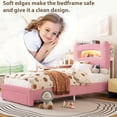 thumbnail image 1 of QinaQin Cama individual tapizada en terciopelo con cabecera LED, 2 niveles de almacenamiento, estación de carga y cajón, ideal para niñas o niños, no requiere box spring, 1 of 9