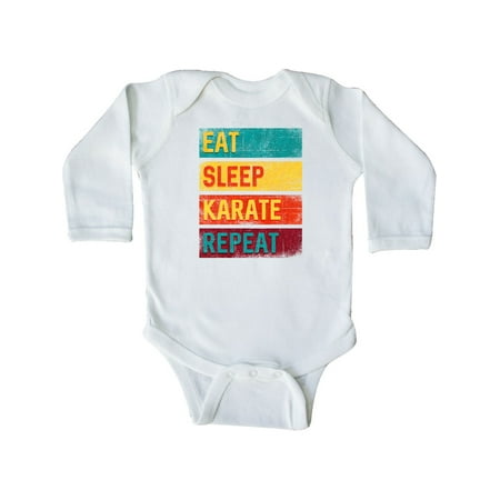 

Inktastic Eat Sleep Karate Repeat Gift Baby Boy or Baby Girl Long Sleeve Bodysuit
