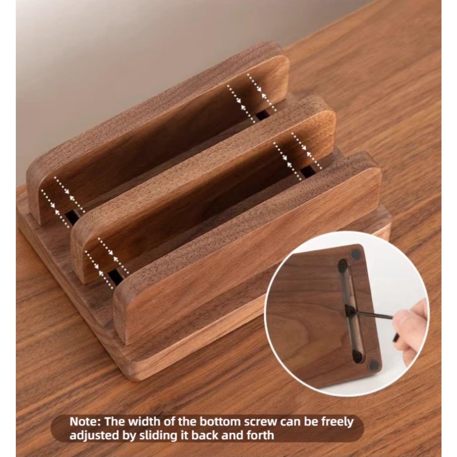 Adjustable Wooden Vertical Laptop Stand, Solid Wood Desktop Holder for Notebook/iPad/Tablet, Space-Saving Computer Stand with Heat Dissipation