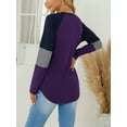 thumbnail image 2 of TEMOFON Long Sleeve Tops for Women Color Block Casual Tunic Crew Neck Sweatshirts Striped Raglan Sleeve Loose T Shirts for Women, 2 of 5