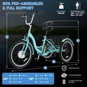 MOONCOOL 24/26 Electric Tricycle for Adults, 700W Peak Motor,7 Speeds Electric Trike w/ 36V 10.4Ah Removable lithium battery,3 Wheels Unisex Electric Bikes,16MPH,40Miles
