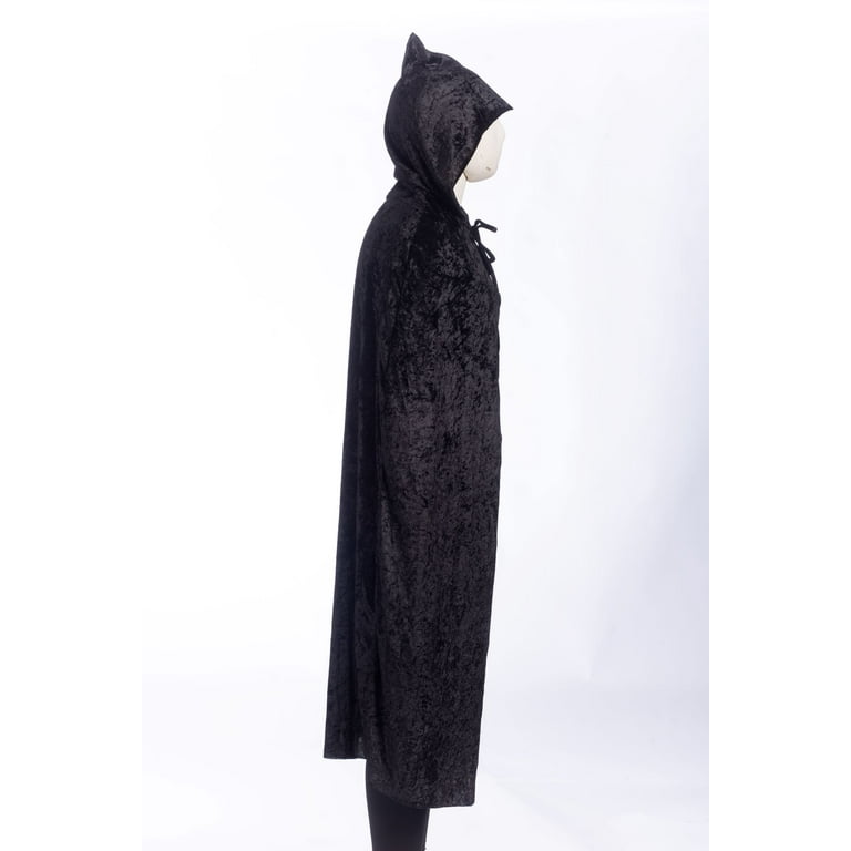 Velvet Cape, Black, Halloween Accessory for Adults, One Size for Men or Women, by Way to Celebrate