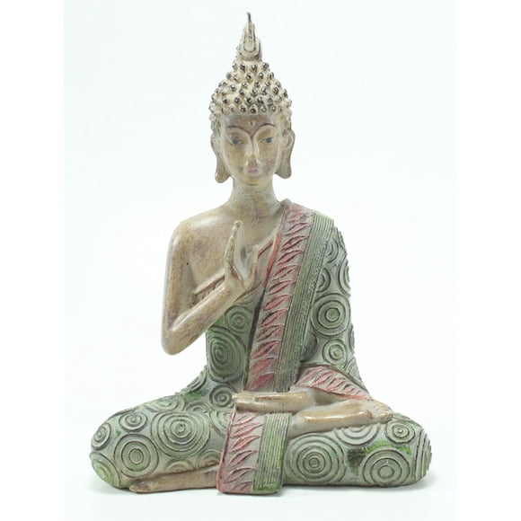 8"(H) Colored Thai Earth Touching Shakyamuni Meditating Buddha Figurines Peace Luck Prosperity Feng Shui Statues Home Decor Housewarming Gift (G16511-Thai Buddha)