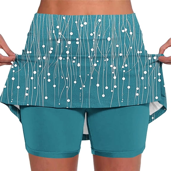Shorts for Women Trendy,Skorts for Women Tummy Control Summer Skort Dressy Casual Knee Length Tennis Skirt with Shorts