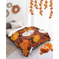 thumbnail image 4 of Orange Yellow White Pumpkin Flannel Blanket for Bed,Travel and Camping, Fall Maple Leaves Super Soft Cozy Blanket for All Seasons 40"x50", 4 of 6
