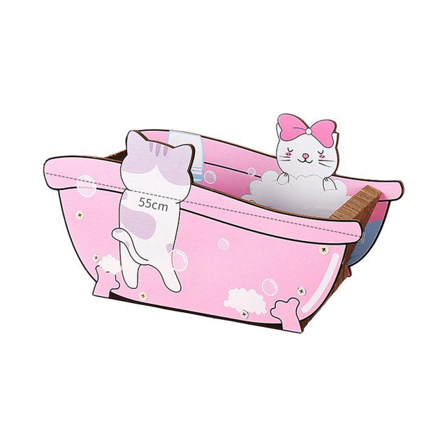 Boat Cat Scratching Post Lounge Prevents Furniture Damage for Sleeping, Playing Pink