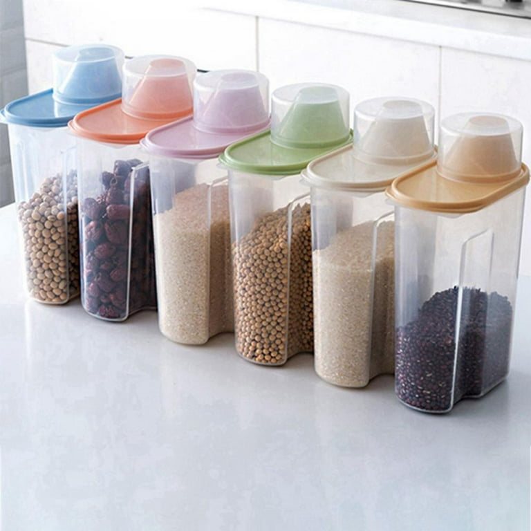 Uppetly Rice Airtight Dry Food Storage Containers, BPA Free Plastic Sealed  Holder Bin Dispenser with Pouring Spout, Measuring Cup for Cereal, Flour