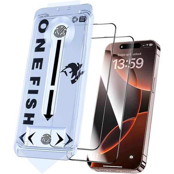 Protector de pantalla OneFish Glass para iPhone 16 Pro 2 unidades