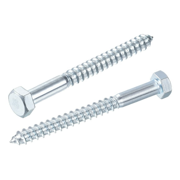 Unique Bargains M6 x 70mm Carbon Steel Zinc Plated Hex Lag Screws for Wood 25 Pack