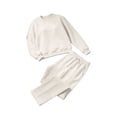 thumbnail image 5 of Tqcoqu Women's Solid 2 Piece Sweatsuit,Crew Neck Long Sleeve Sweatshirt & Elastic Waist Wide Leg Sweatpants,Thick Casual Loungewear Outfit Set,Beige Women's S-XXXL, 5 of 9