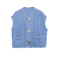 thumbnail image 3 of Chalecos tipo suéter de moda coreana para otoño para mujer, cuello en V, botones azules, bolsillos delanteros, sin mangas, tejido de cable, chaleco rojo, 3 of 5