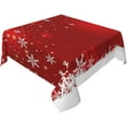 thumbnail image 1 of Christmas Tablecloth Square 60 x 60 Inch Christmas Red Square Table Cloth Polyester Fabric Xmas Winter White Red Snowflake Table Cover for Kitchen Party Picnic Outdoor Decor, 1 of 7