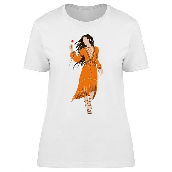 Slim Hippie Girl In Boho Dress T-Shirt Women -Image by Shutterstock, Female x-Large