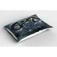 thumbnail image 2 of Ambesonne Skull Pillow Sham 2 Pack, Scary Horns Graves, 26"x20", Bluegrey Grey, 2 of 3
