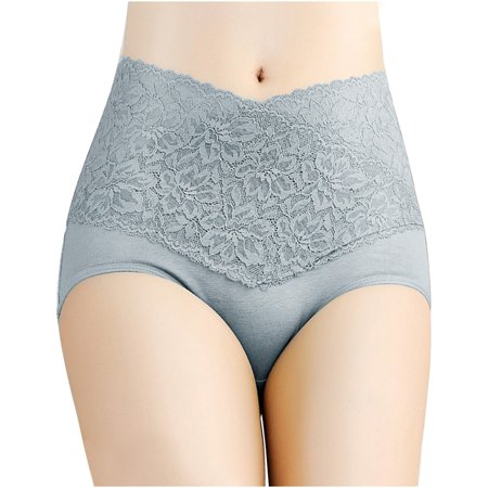 

Qcmgmg High Waisted Stretch Underwear for Women Lace Panties Women s Breathable Seamless Briefs