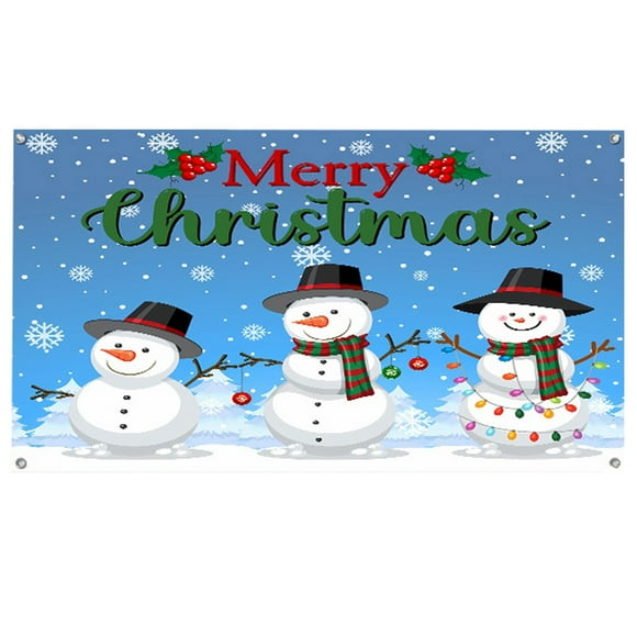 Christmas Tapestries Large Holy Night Outdoor Banner 6 X 133 Ft Christmas Decoration Snowman Deer Santa Polyester Cover for Garage Door