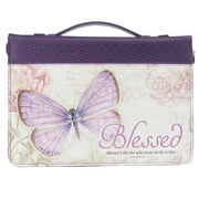 Purple Botanic Butterfly Blessings Fashion Bible Cover  Blessed Jeremiah 17:7  Bible Case Book Cover, Medium Christian Art Gifts