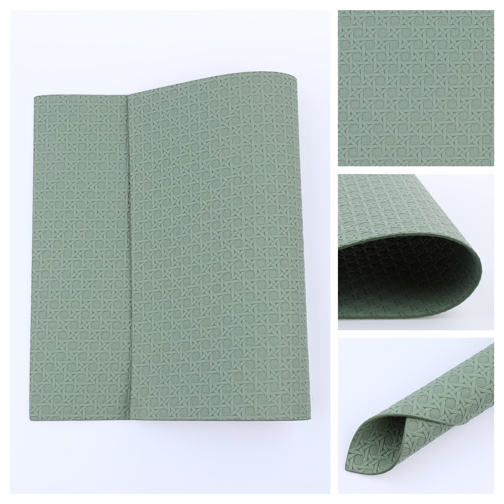 Unique Bargains Set of 6 Woven Placemats for Dining Green 17*12in