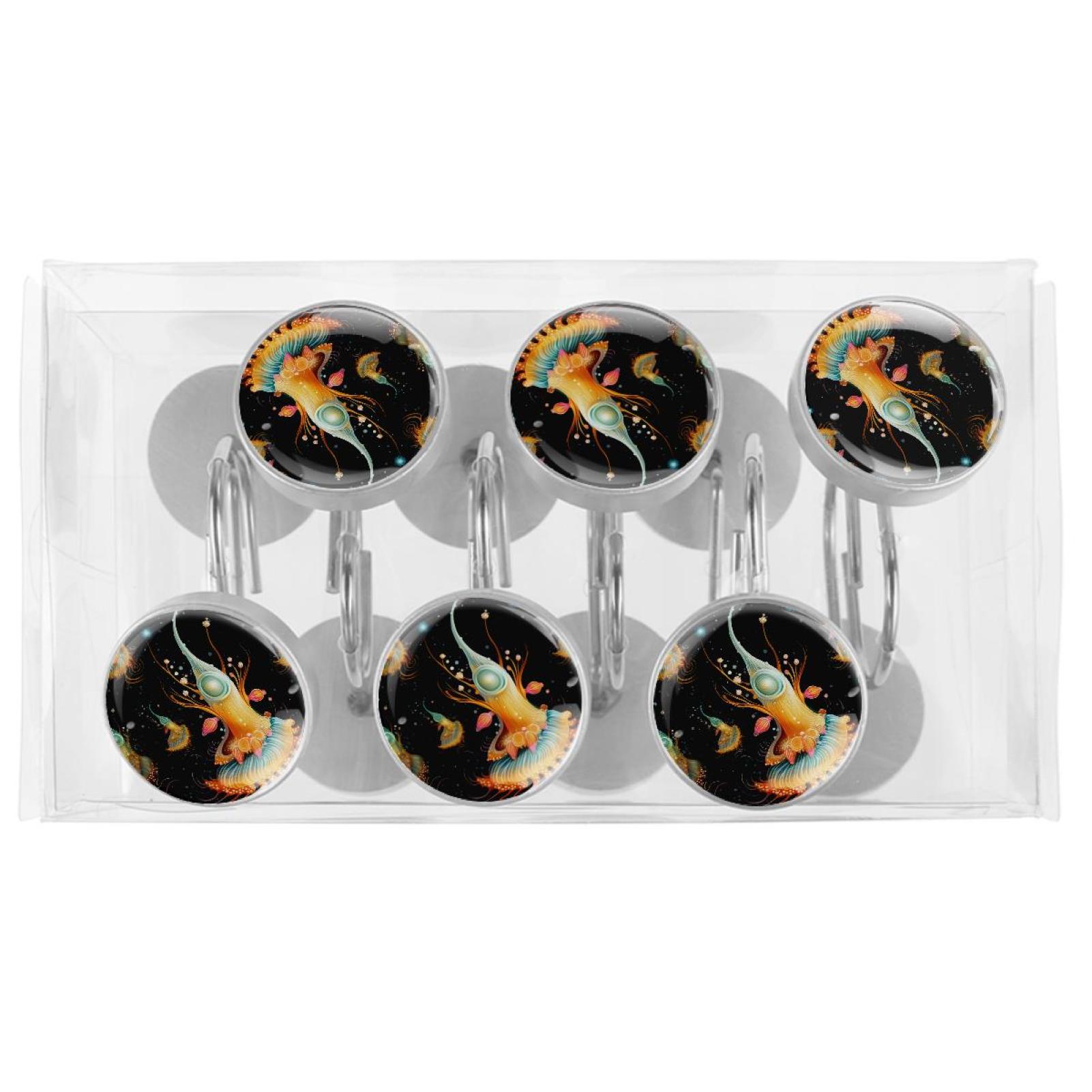 HemaKayy 12 Pcs Decorative Shower Curtain Hooks - Stainless Steel Rings for Bathroom Décor - Easy Glide & Secure Hold - Perfect Decoration for Bathroom Shower Rods - Ocean Sea Slug