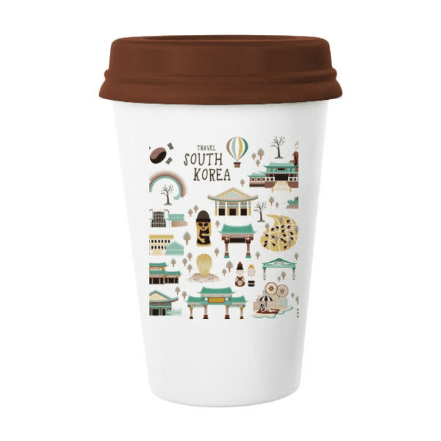 Korea Most Famous Landmarks Mug Coffee Drinking Glass Pottery Cerac Cup Lid