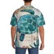 thumbnail image 3 of Balery Watercolor Sea Turtle Camisa Casual de Manga Corta con Botones para Hombre, Texturizada, Estilo Cubano, para Playa, Verano-3X-Large, 3 of 5