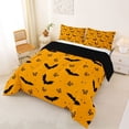 thumbnail image 2 of Homewish Happy Halloween Bat Queen Comforter Set,Mini Bow Pattern Comforter Sets Queen,Orange Black,Black Reversible,3 Pieces,1 Comforter and 2 Pillowcases, 2 of 7