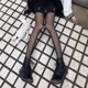 thumbnail image 5 of Medias de mujer primavera y verano finas con lazo dulce blanco leche pantimedias lolita onda redonda punto jk seda negra, 5 of 6