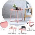 thumbnail image 3 of Outdoor Side Tables, Weather Resistant Steel Patio Side Table, Small Round Outdoor End Table Metal Side Table for Patio Yard Balcony Garden Bedside Pink, 3 of 7
