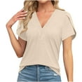 thumbnail image 2 of Frostluinai Womens V Neck Tunic Shirts Petal Sleeve Lounge Tops Solid Color Tunic Shirts Casual Dressy Business Work Office Tee Shirts, 2 of 6