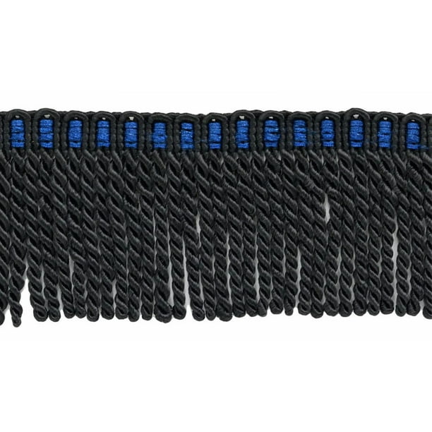 Download 5 Yard Value Pack|3 Inch Long Bullion Fringe Trim|Style# DB3|Color K9T - Black with Blue Header ...